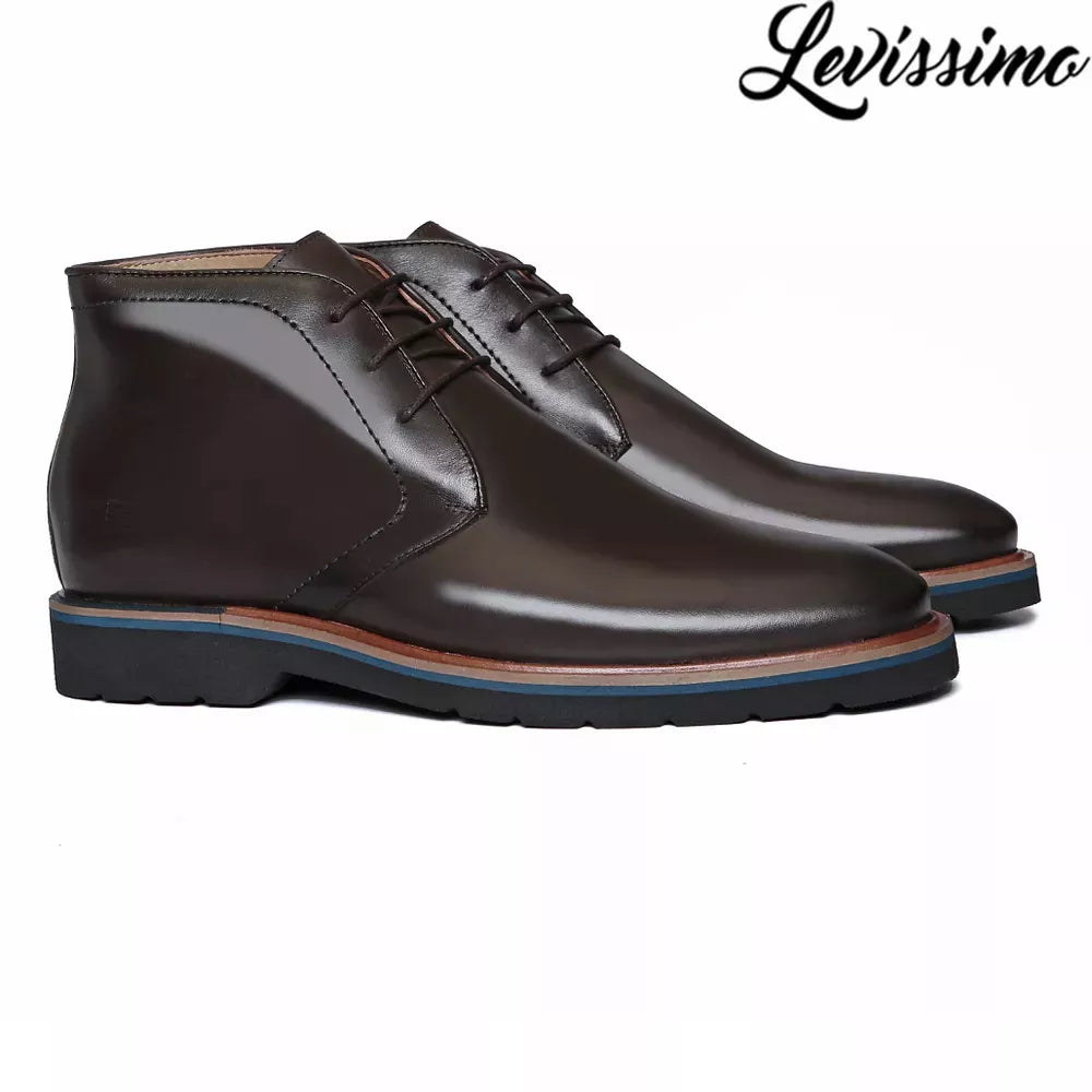 BOTA DERBY MASCULINA CASUAL EM COURO MARROM - CAFE