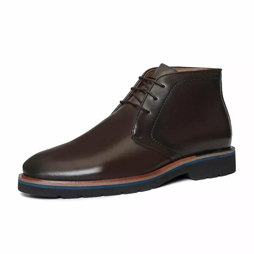 BOTA DERBY MASCULINA CASUAL EM COURO MARROM - CAFE