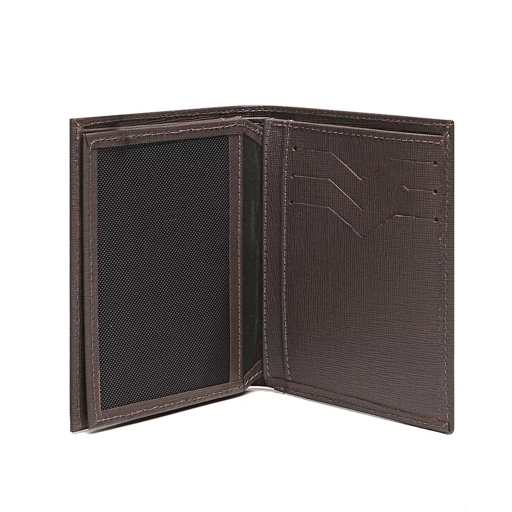 Carteira Masculina Em Couro Marrom - ESTAMPADO/CAFÉ